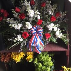 Red white blue funeral design 125.00 as seen
