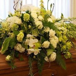Casket with Flower Arrangement